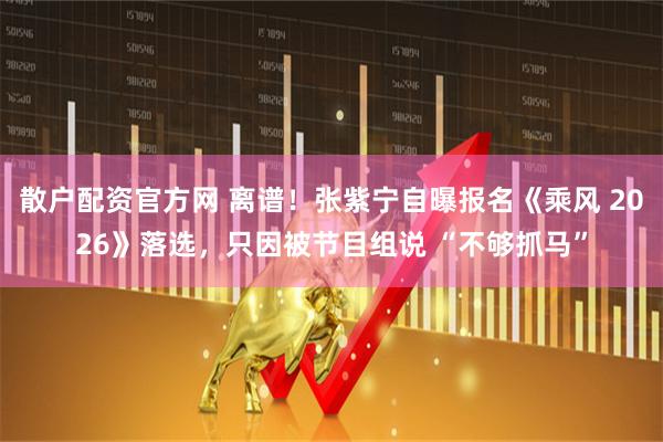 散户配资官方网 离谱！张紫宁自曝报名《乘风 2026》落选，只因被节目组说 “不够抓马”